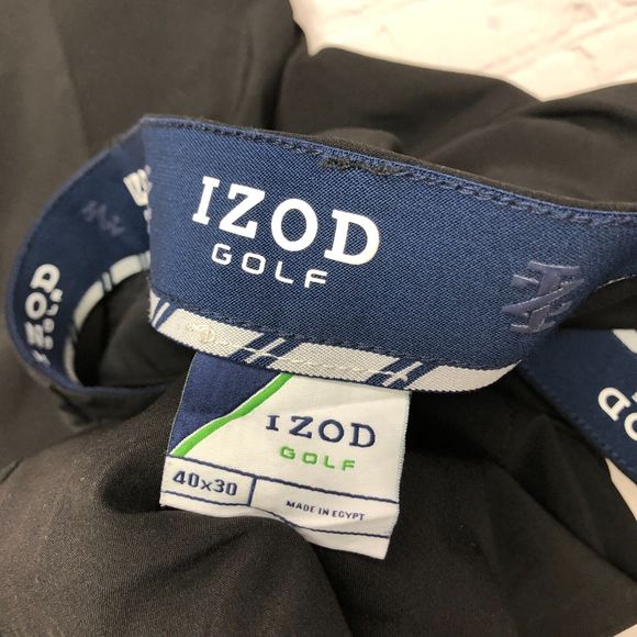 Izod Men Chino Golf Pants Size 40x30 Black Polyester Blend B246 -20 - Picture 10 of 16